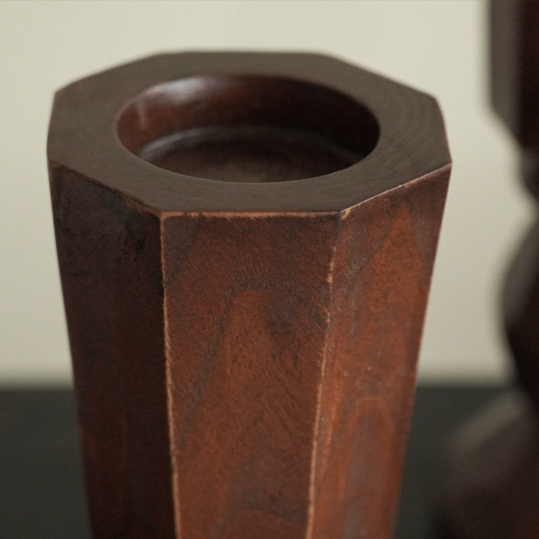 Hand-Carved Solid Wood Candleholder