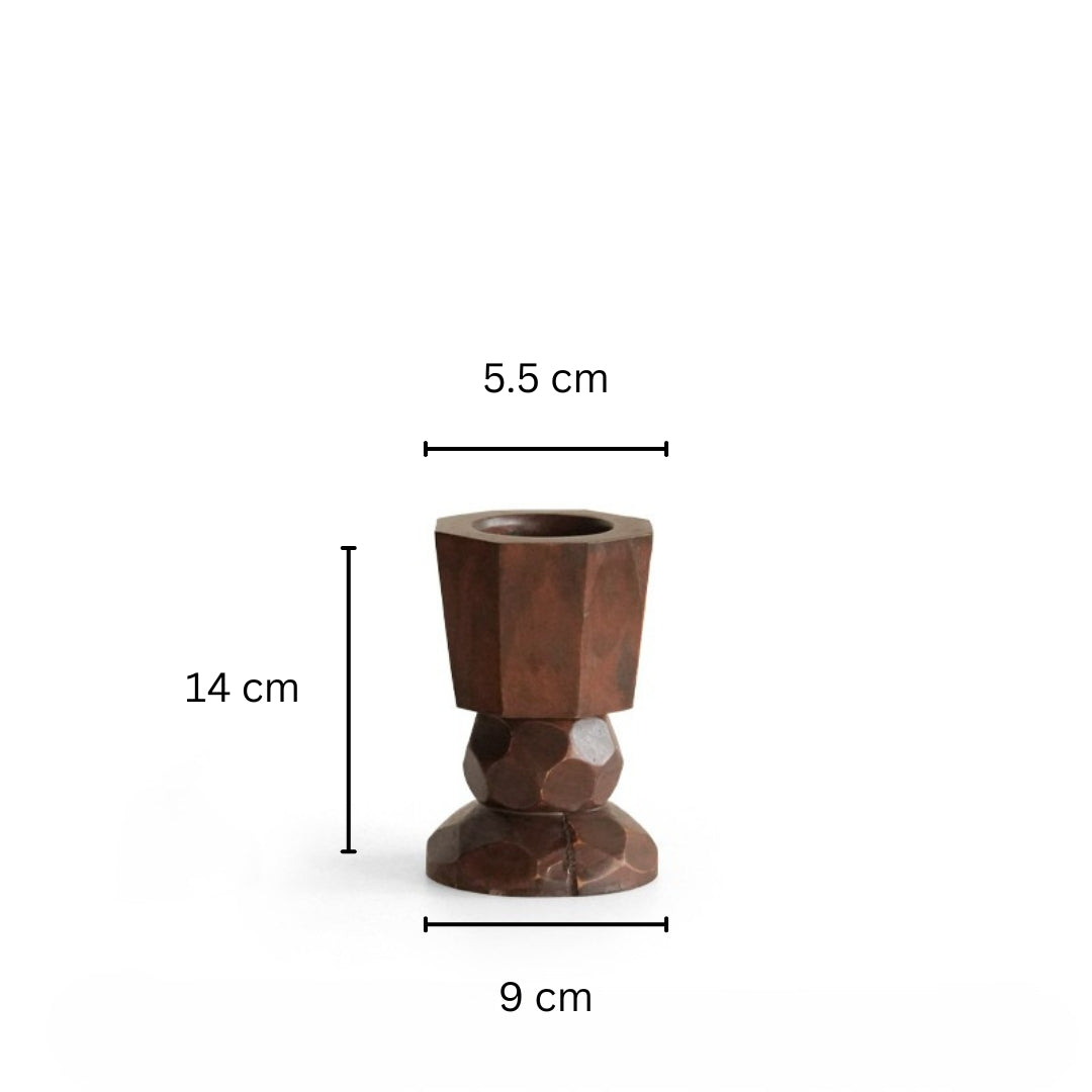 Hand-Carved Solid Wood Candleholder