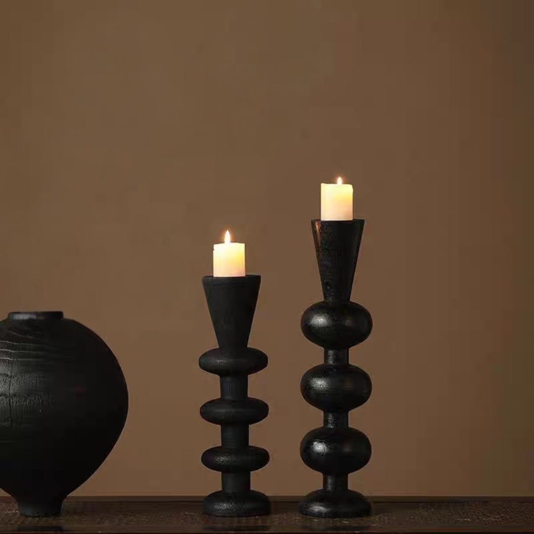 Carbonized Wood Candleholder