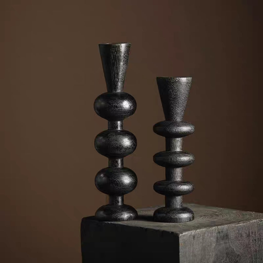 Carbonized Wood Candleholder