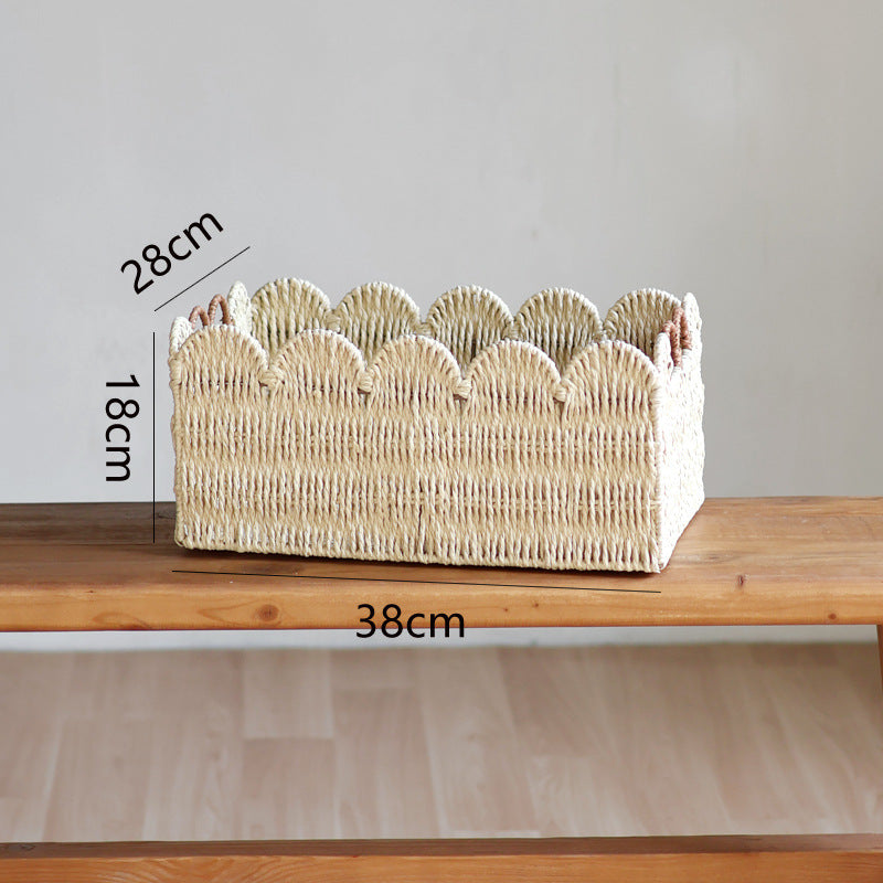 Scalloped Paper Rope Storage Basket