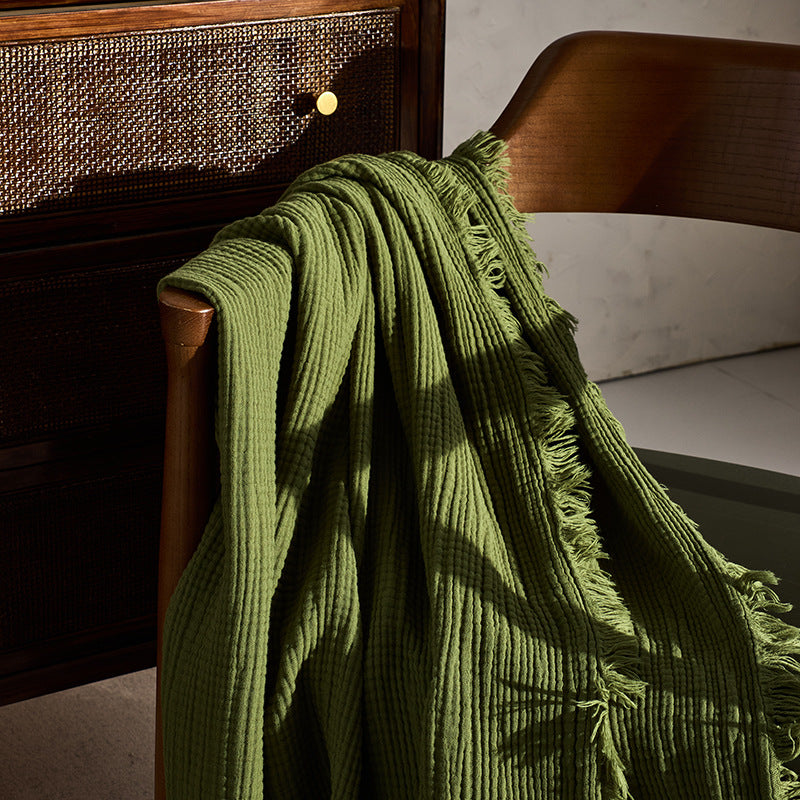 Cotton & Linen Tassel Throw Blanket