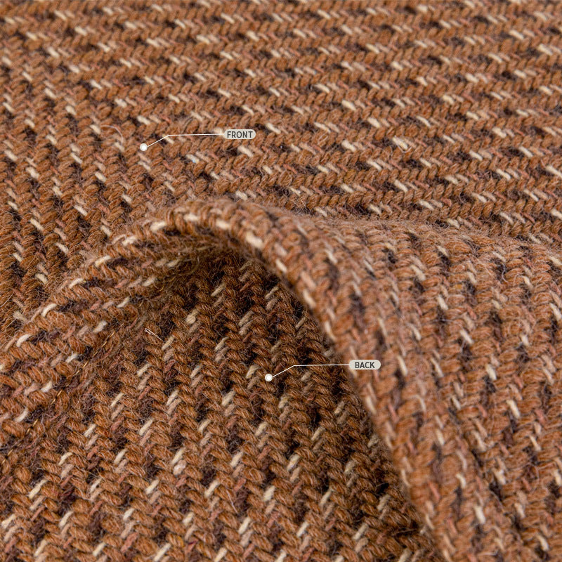Brown Knitted Tassel Throw Blanket