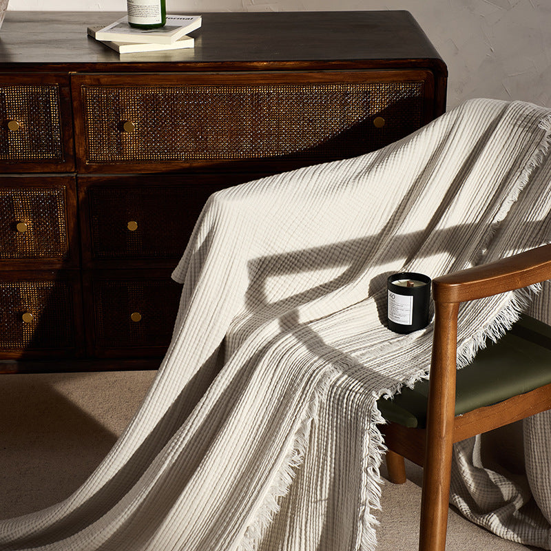 Cotton & Linen Tassel Throw Blanket