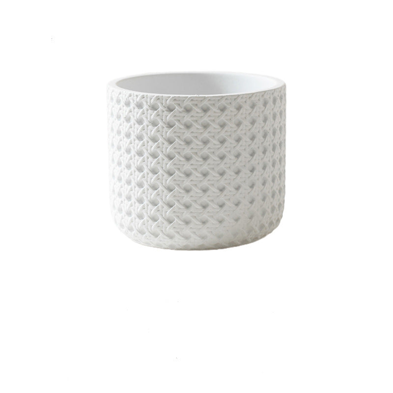 Textured Cement Planter with Tray