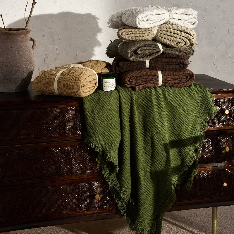 Cotton & Linen Tassel Throw Blanket