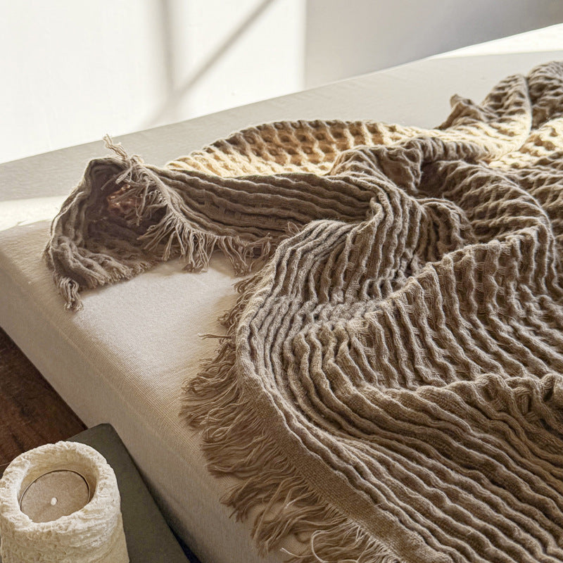 Waffle Fleece Blanket with Danish Napping Finish