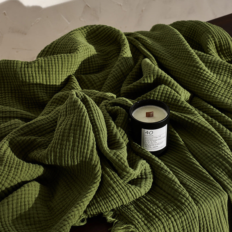 Cotton & Linen Tassel Throw Blanket