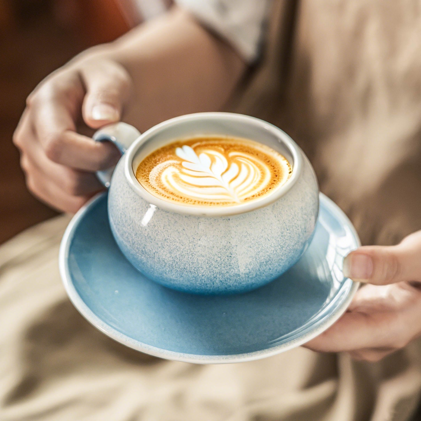 Sky Blue Ceramic Cup & Saucer