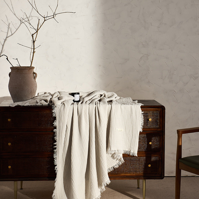 Cotton & Linen Tassel Throw Blanket