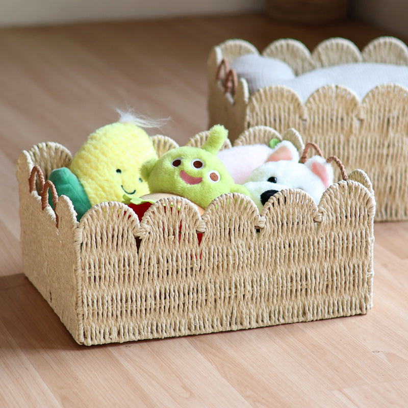 Scalloped Paper Rope Storage Basket