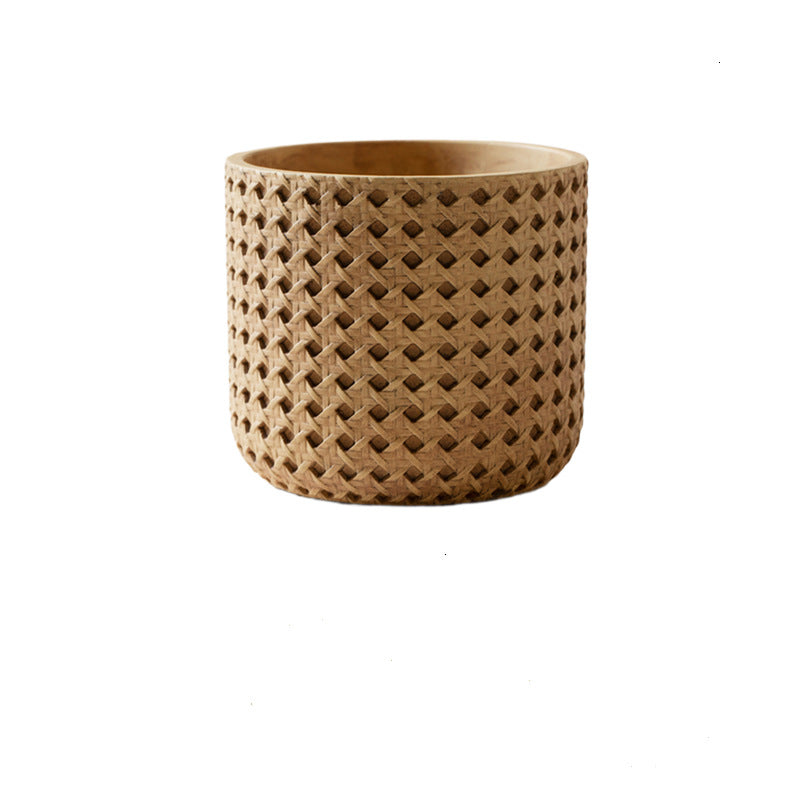 Textured Cement Planter with Tray