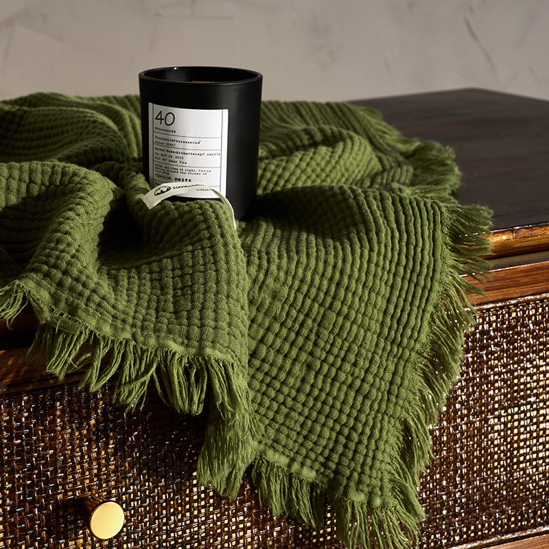 Cotton & Linen Tassel Throw Blanket