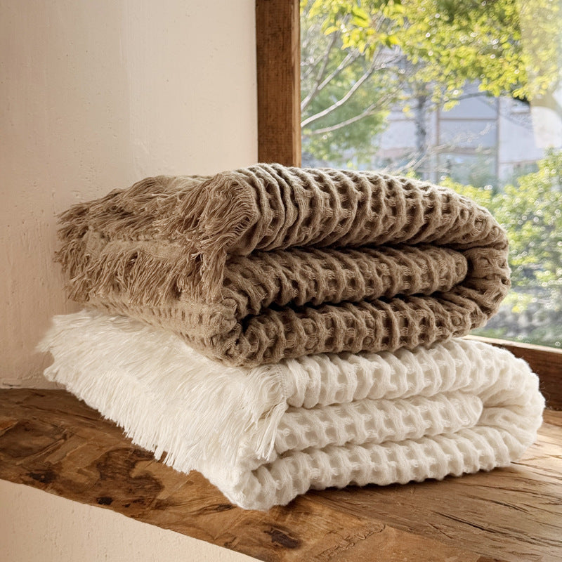 Waffle Fleece Blanket with Danish Napping Finish