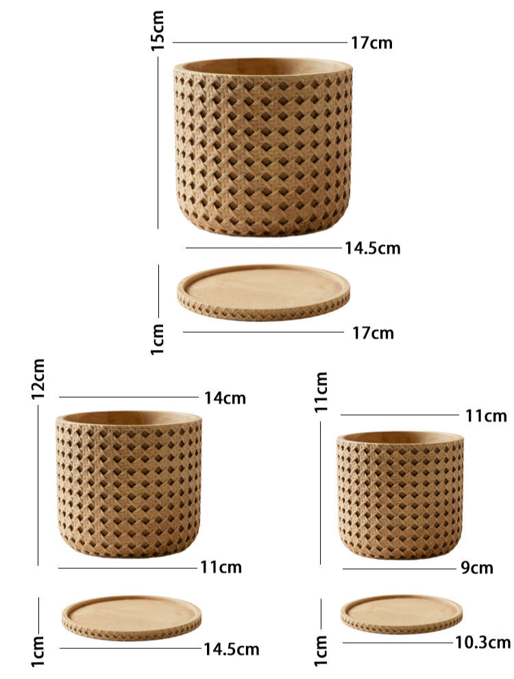 Textured Cement Planter with Tray