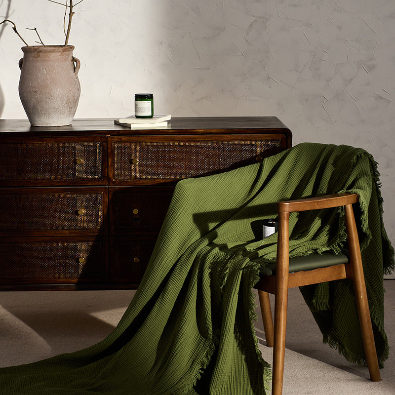 Cotton & Linen Tassel Throw Blanket