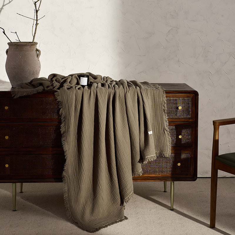 Cotton & Linen Tassel Throw Blanket