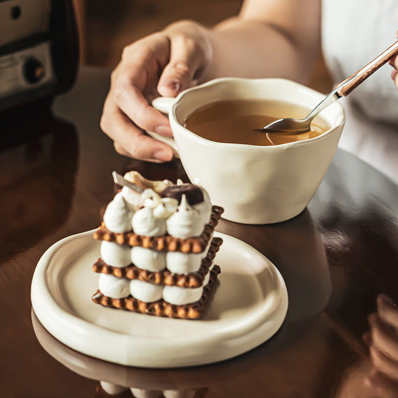 Ivory Ceramic Cup with Saucer