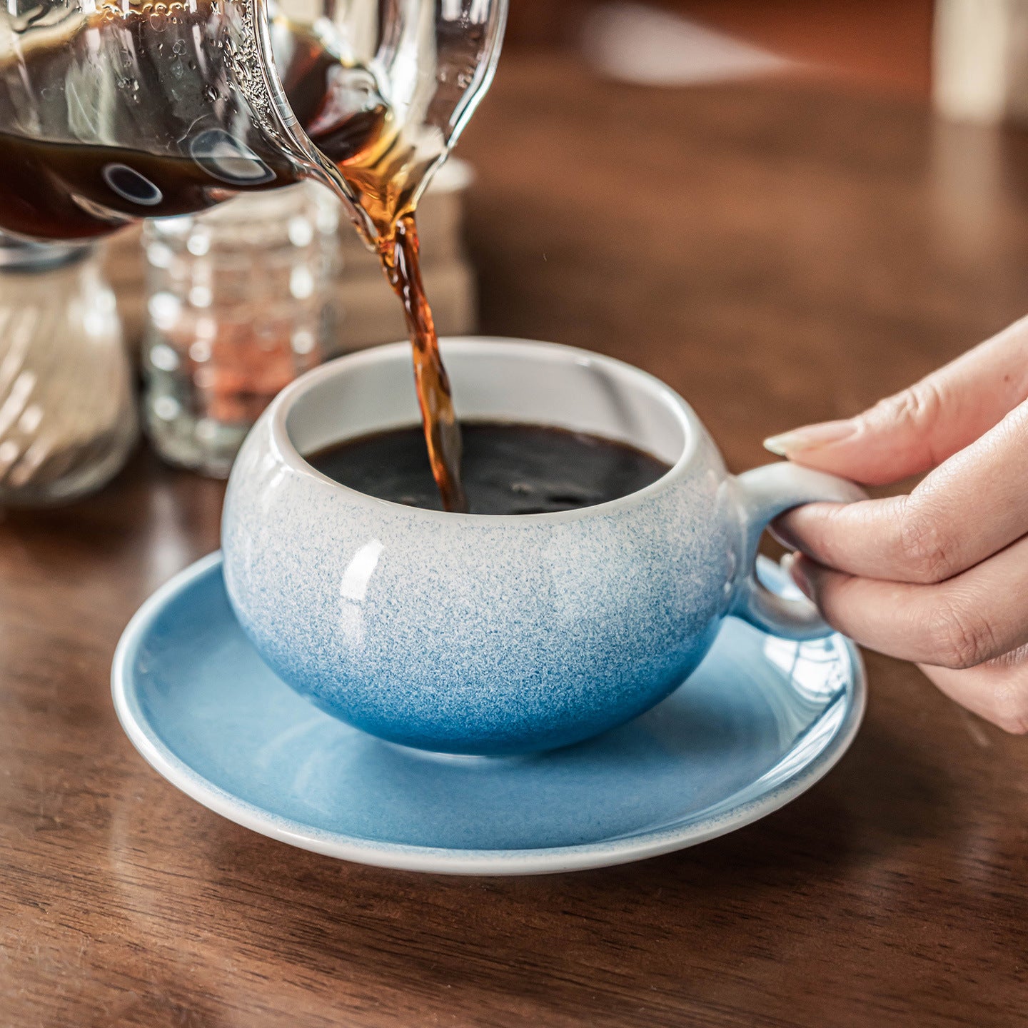 Sky Blue Ceramic Cup & Saucer