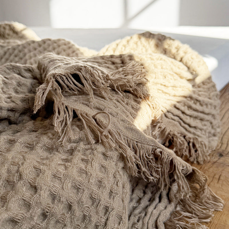 Waffle Fleece Blanket with Danish Napping Finish