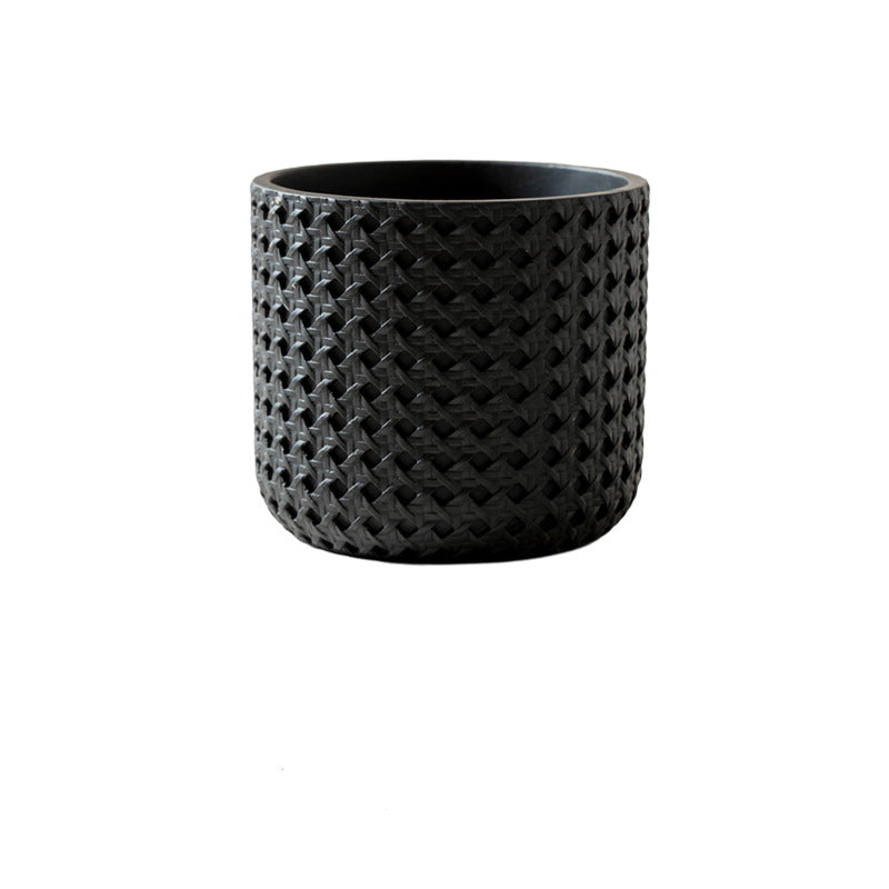 Textured Cement Planter with Tray