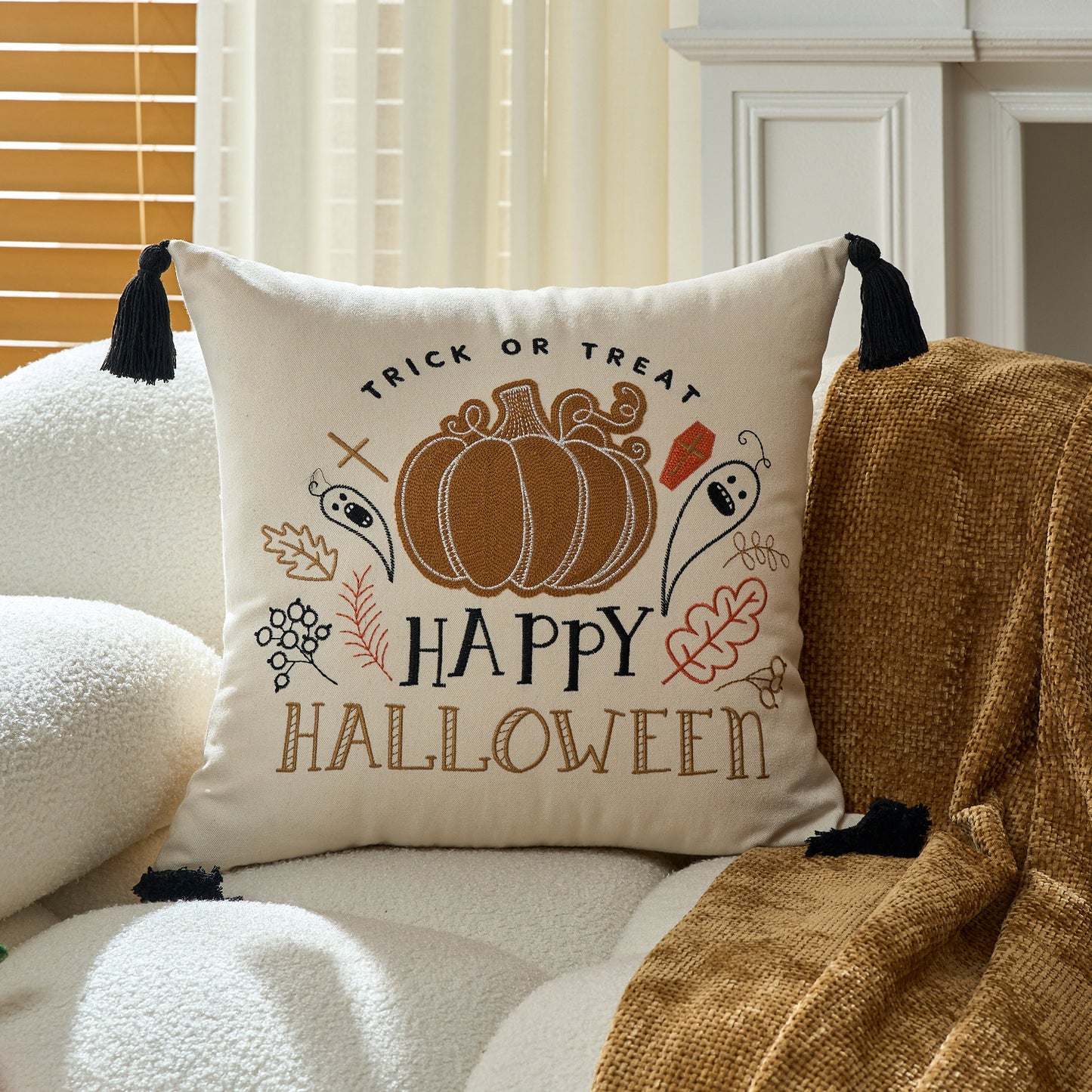 Halloween Ghost & Pumpkin Cushion Covers
