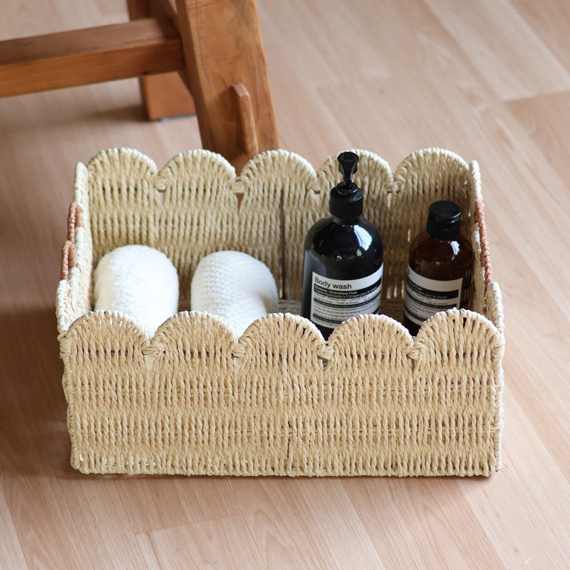 Scalloped Paper Rope Storage Basket
