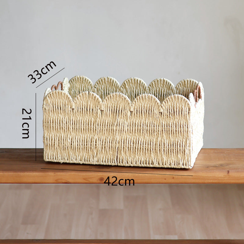 Scalloped Paper Rope Storage Basket