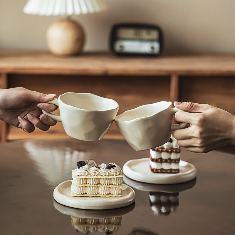 Ivory Ceramic Cup with Saucer