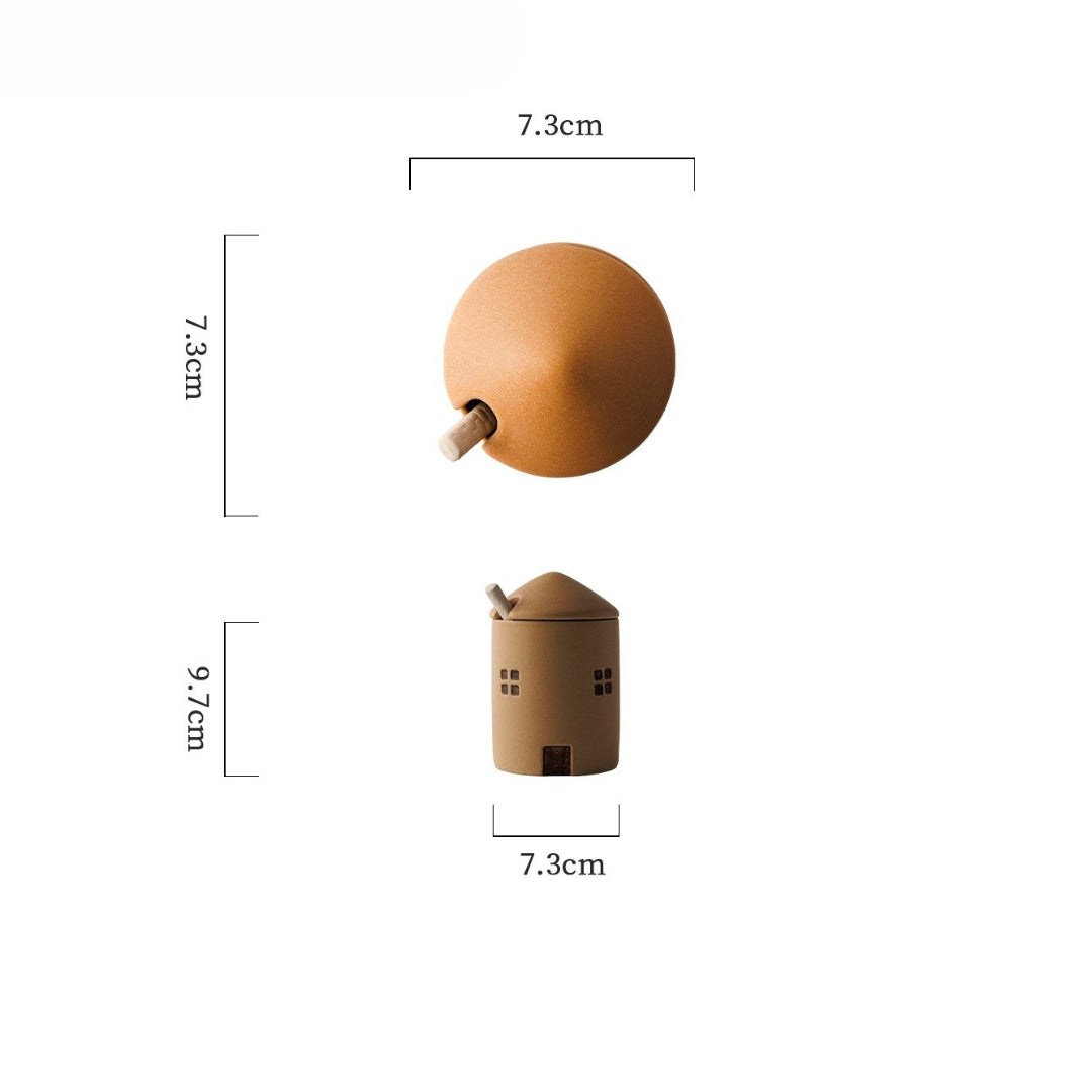 Ceramic House Jar with Spoon