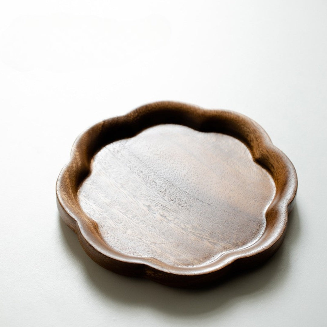 Petal Edge Walnut Wooden Tray