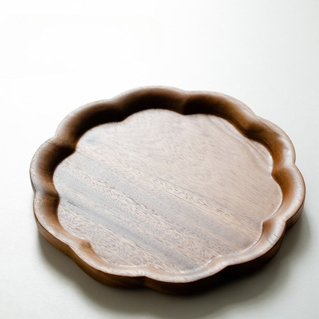 Petal Edge Walnut Wooden Tray