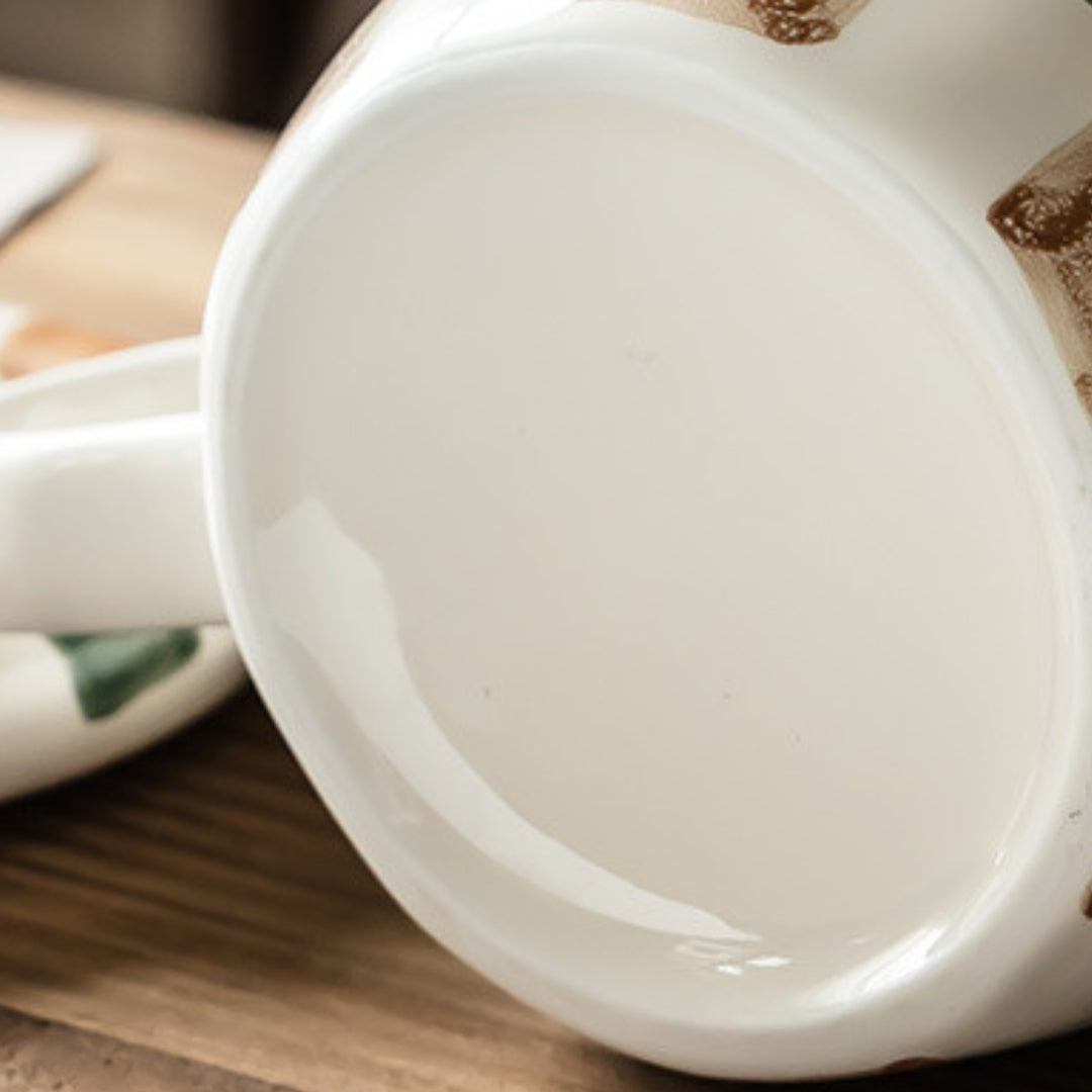 Checkered Cat Mug with Saucer
