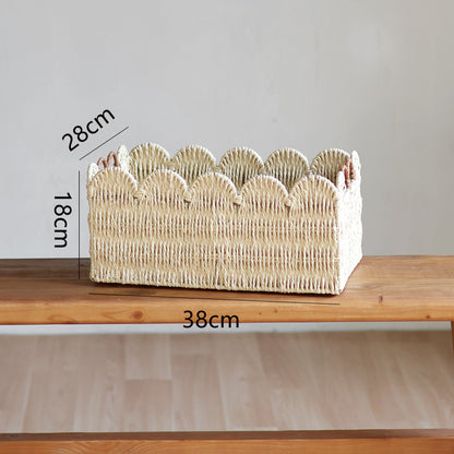 Scalloped Paper Rope Storage Basket
