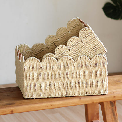 Scalloped Paper Rope Storage Basket