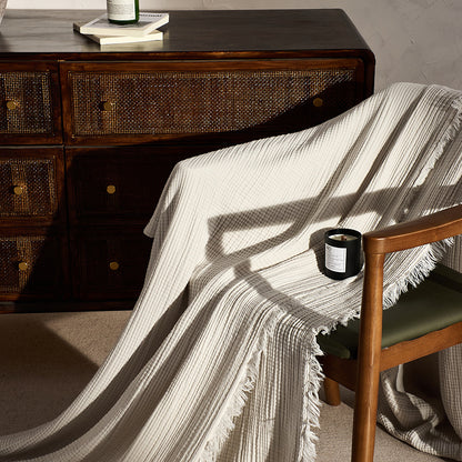 Cotton & Linen Tassel Throw Blanket