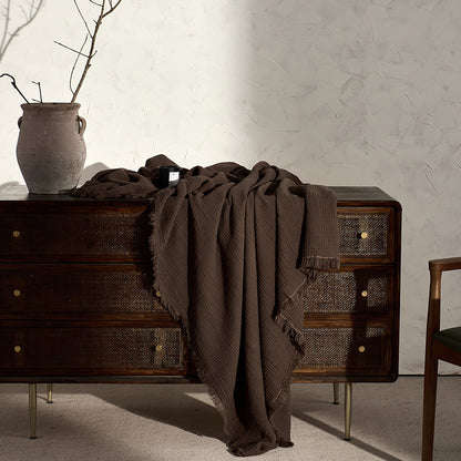 Cotton & Linen Tassel Throw Blanket