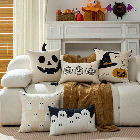 Halloween Ghost & Pumpkin Cushion Covers