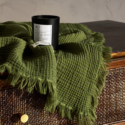 Cotton & Linen Tassel Throw Blanket
