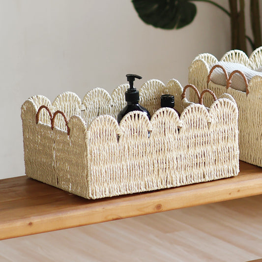 Scalloped Paper Rope Storage Basket