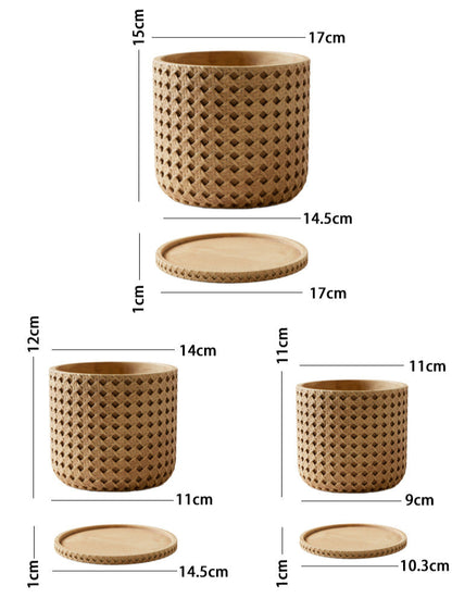 Textured Cement Planter with Tray