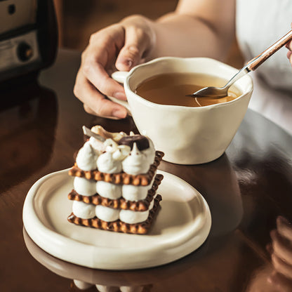 Ivory Ceramic Cup with Saucer