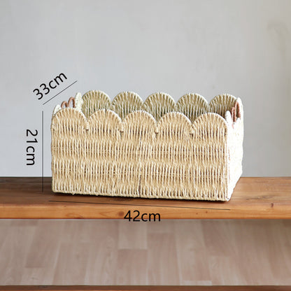 Scalloped Paper Rope Storage Basket