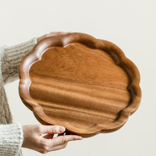 Petal Edge Walnut Wooden Tray
