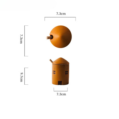 Ceramic House Jar with Spoon