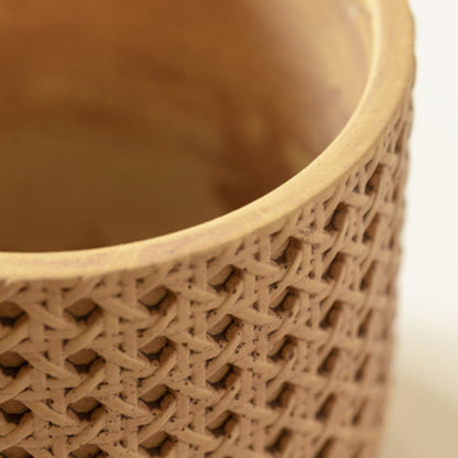 Textured Cement Planter with Tray