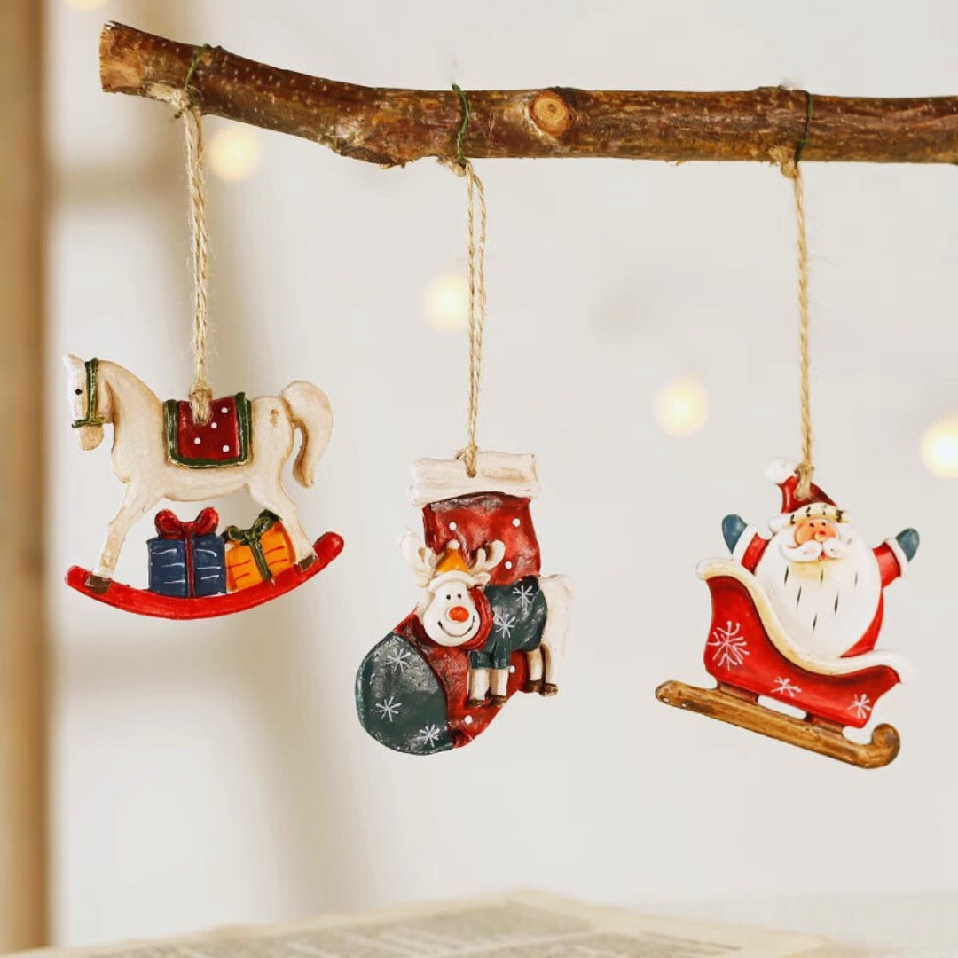 Vintage Christmas Resin Hanging Ornaments