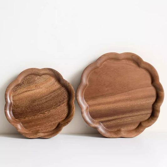 Petal Edge Walnut Wooden Tray