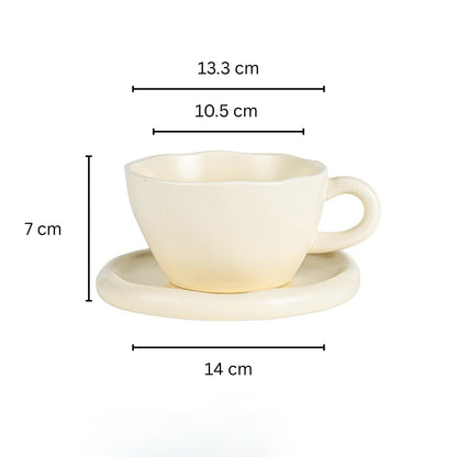 Ivory Ceramic Cup with Saucer